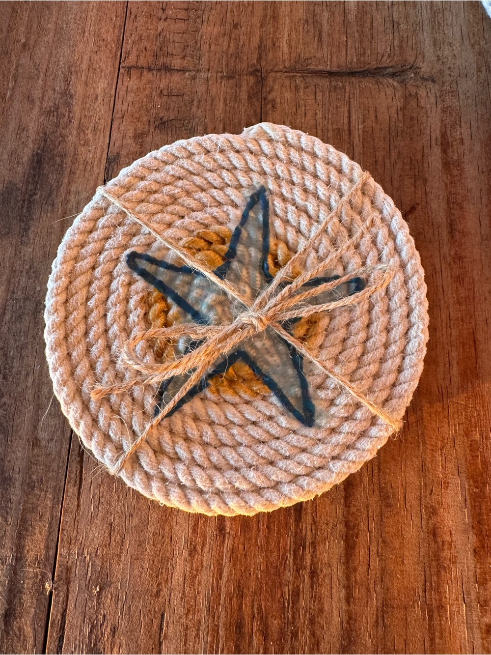 Nautical Rope Coasters with Blue Starfish Set